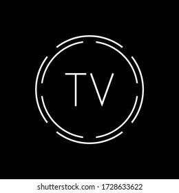 Initial Letter TV Logo Creative Typography Vector Template. Circle Letter TV Logo Design