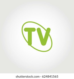 initial letter tv logo green on white background