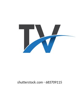 initial letter TV logotype company name colored blue and grey swoosh design. vector logo for business and company identity.

