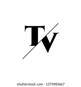 Initial Letter TV Monogram Sliced. Logo template isolated on white background