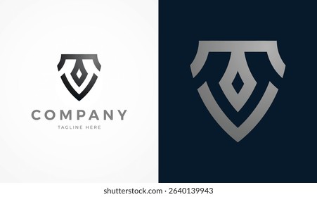 Initial Letter TV or T Shield Logo Design, Stylish letter TV or T Shield with two color, usable for brand and company logos, vector illustration