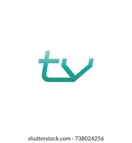 initial letter tv thin logo design