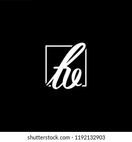 Initial letter TV VT minimalist art monogram shape logo, white color on black background
