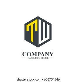 Initial Letter TW Hexagonal Design Logo