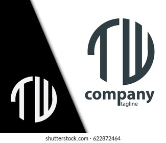 Initial Letter TW With Linked Circle Logo