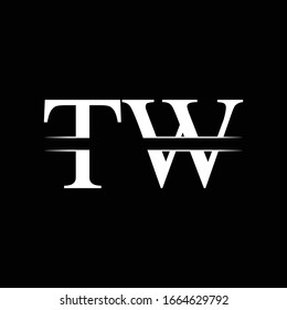 Plantilla de vectores de diseño del logotipo TW de la carta inicial. Diseño de logotipo de letra TW de tipografía vinculada