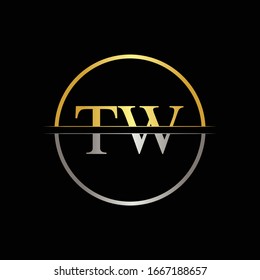 Vorlage für die Design-Vektorillustration des Logos im Anfangsbuchstaben TW. Linkes TW-Letter-Logo-Design