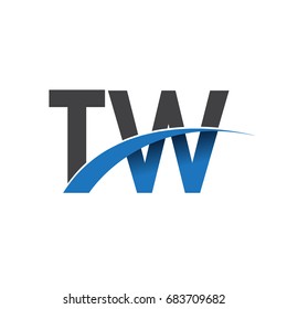 initial letter TW logotype company name colored blue and grey swoosh design. vector logo for business and company identity.
