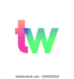 Initial Letter TW Lowercase Logo green, pink and Blue, Modern and Simple Logo Design.