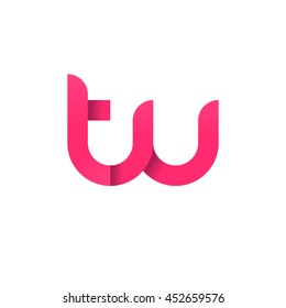 initial letter tw modern linked circle round lowercase logo pink