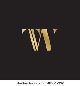 Initial letter tw uppercase modern logo design template elements. Gold letter Isolated on black  background. Suitable for business, consulting group company.