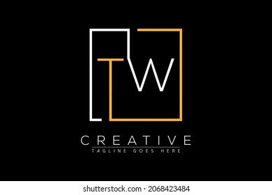 Anfangsbuchstaben tw, wt, t, w elegant und luxuriös Initial mit rechteckigem Rahmen minimaler monogramm Logo-Design, Vektorvorlage