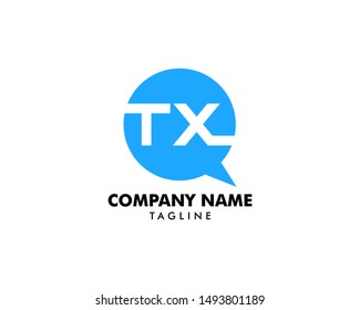 Initial Letter TX Bubble Talk Logo Template Vector