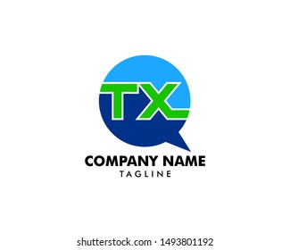 Initial Letter TX Bubble Talk Logo Template Vector
