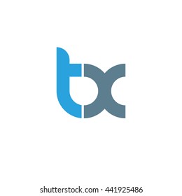 initial letter tx linked round lowercase logo blue