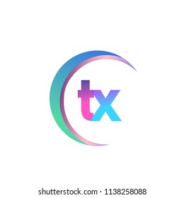 initial letter TX logotype company name, coloreful and swoosh design. vector logo for business and company identity.