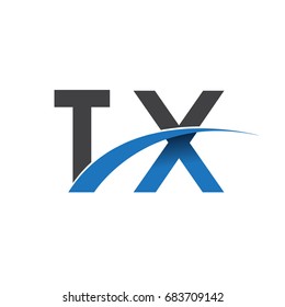 initial letter TX logotype company name colored blue and grey swoosh design. vector logo for business and company identity.
