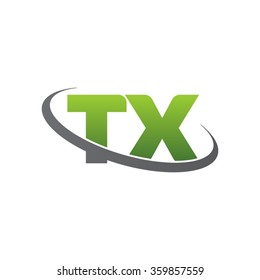 initial letter TX swoosh ring company logo green gray
