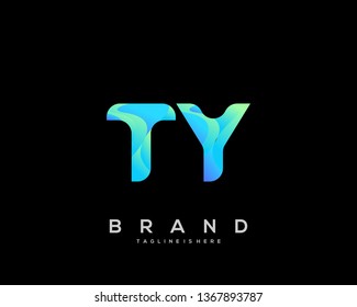 Initial letter TY logo with colorful background, letter combination logo design for creative industry, web, business and company. - Vector