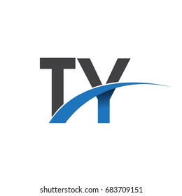 initial letter TY logotype company name colored blue and grey swoosh design. vector logo for business and company identity.
