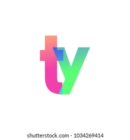Initial Letter TY Lowercase Logo green, pink and Blue, Modern and Simple Logo Design.