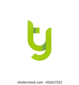 initial letter ty modern linked circle round lowercase logo green