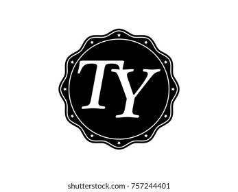 Initial letter TY monogram logo black seal stamp lace