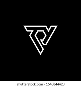 Initial letter TY or P logo template with sporty geometric triangle line art illustration in flat design monogram symbol
