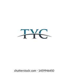 Initial letter TYC, overlapping movement swoosh horizon logo company design inspiration in blue and gray color vector