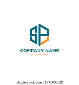 Anfangsbuchstaben Logo SP Firmenname, orange und grün. Vektorlogo für Unternehmens- und Unternehmensidentität.