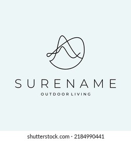 Initial letter A typography logo design landscape mountain mono line logo inspiration vector icon illustration custom logo design