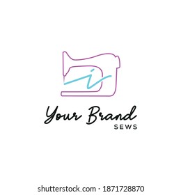 Initial i letter typography with sewing machine for tailor, craft, hand made, fashion business logo