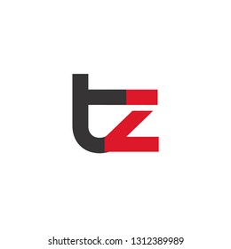 Initial Letter TZ Linked Circle Lowercase Logo Black Red Icon Design Template Element - Vector