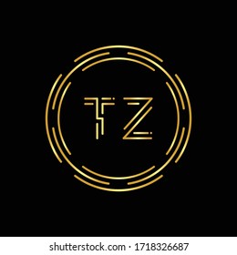 Plantilla de vectores de tipografía creativa con el logotipo TZ de la carta inicial. Diseño de logotipo TZ de letra circular
