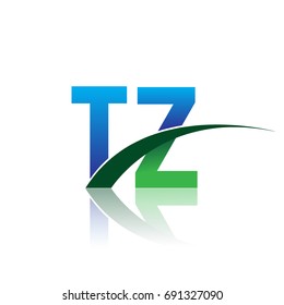 initial letter TZ logotype company name colored blue and green swoosh design. vector logo for business and company identity.
