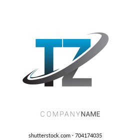 initial letter TZ logotype company name colored blue and grey swoosh design. logo design for business and company identity.
