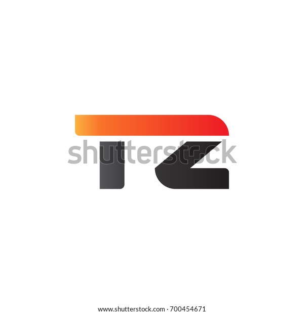 Initial letter TZ, straight linked line bold logo,\
gradient fire red black\
colors