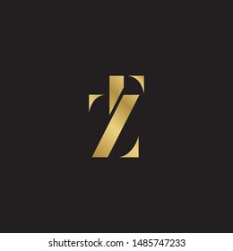Initial letter tz uppercase modern logo design template elements. Gold letter Isolated on black  background. Suitable for business, consulting group company.