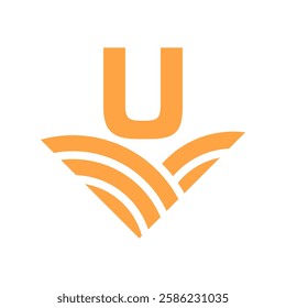 Initial Letter U Agriculture Logo Concept For Farming Symbol Vector Template