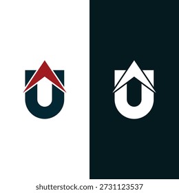 Letra inicial U seta para cima ícone de logotipo Design modelo Stock Vetor.