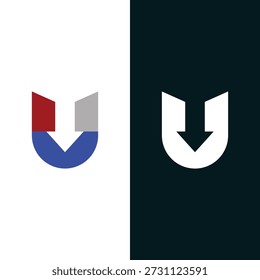 Initial Letter U Arrow Icon Logo Design Template Stock Vector.