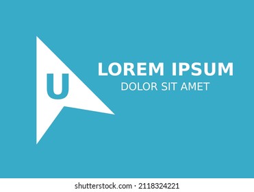 Initial Letter U with Arrow Logo Design Inspiration in blue background.