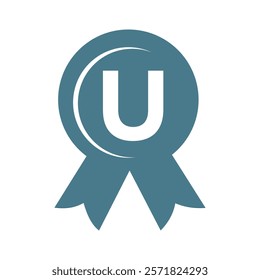 Initial Letter U Award Ribbon Symbol Vector Template