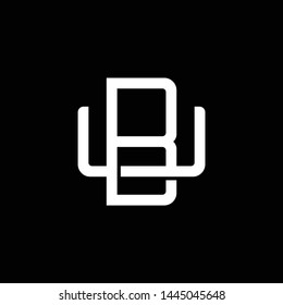 Initial letter U and B, UB, BU, overlapping interlock monogram logo, white color on black background