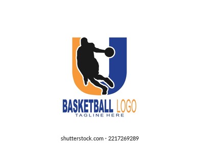initial Letter U basketball logo