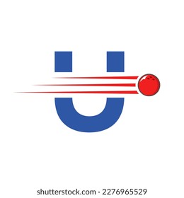 Initial Letter U Bowling Logo. Bowling Ball Symbol Vector Template