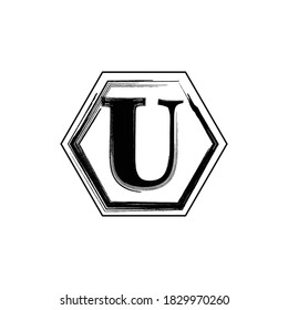 Initial Letter U With Brush style effect monogram logo.