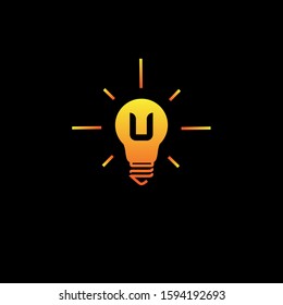 initial letter U in the bulb lamp logo vector inspiration