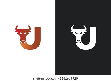 Initial letter U bull logo design. Bull logo design for your company identity, brand and icon