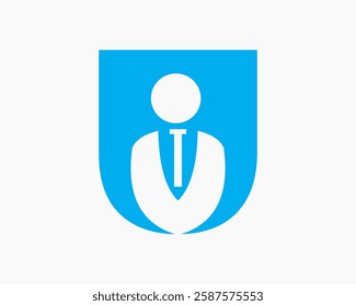 Initial Letter U Business Man Logo Concept With Man Symbol Vector Template